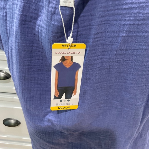 Three Dots Double Gauze Top, Blue, Various Sizes, NWT - Picture 6 of 7